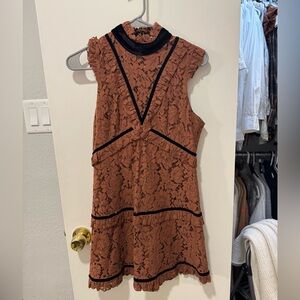 re:named Floral Lace Velvet Mini Dress